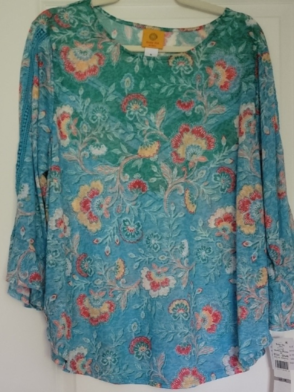 Ruby Road Tropical Floral Flutter Sleeve Top 3x NWT